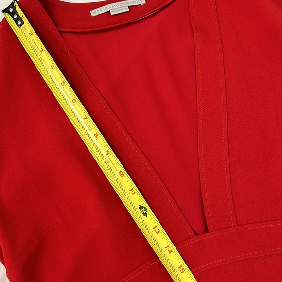 Stella McCartney Deep V Neck Long Sleeve Midi Dress in Red Romance size 44/US 12 - Picture 12 of 16